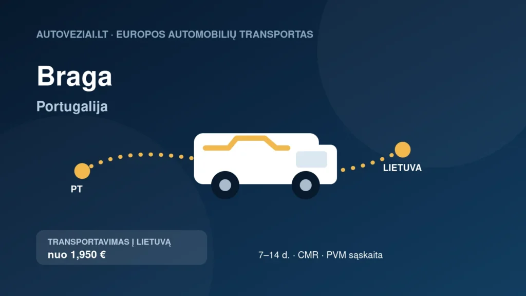 Automobilio pervežimas iš Bragos į Lietuvą