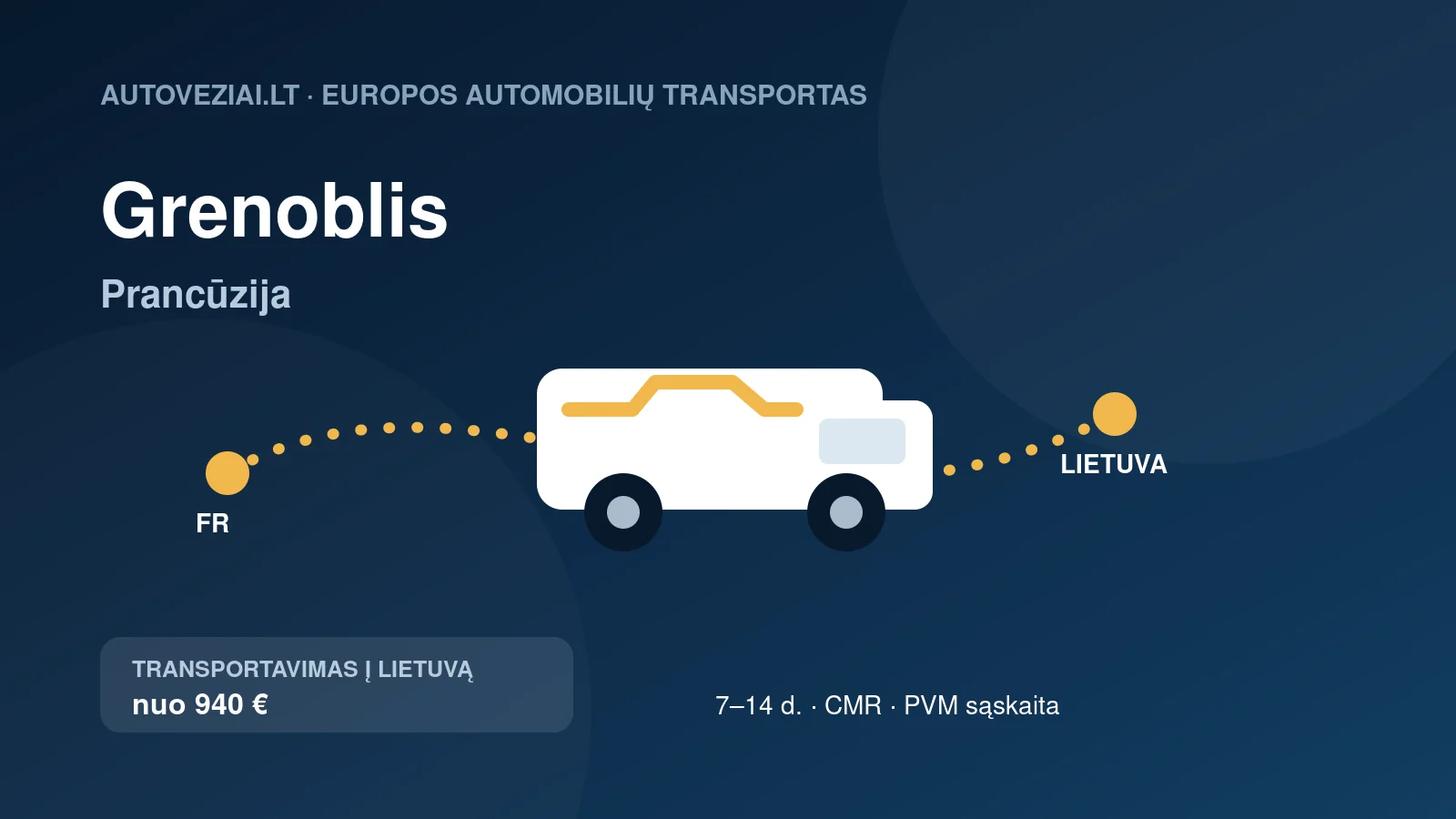 Automobilio pervežimas iš Grenoblio į Lietuvą