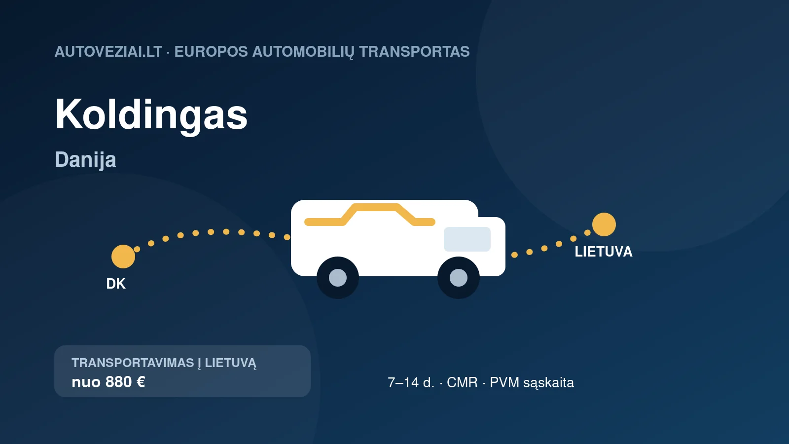 Automobilio pervežimas iš Koldingo į Lietuvą