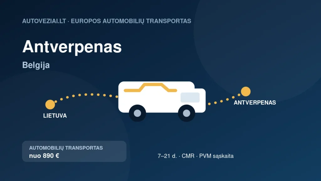 Automobilio pervežimas iš Lietuvos į Antverpenas