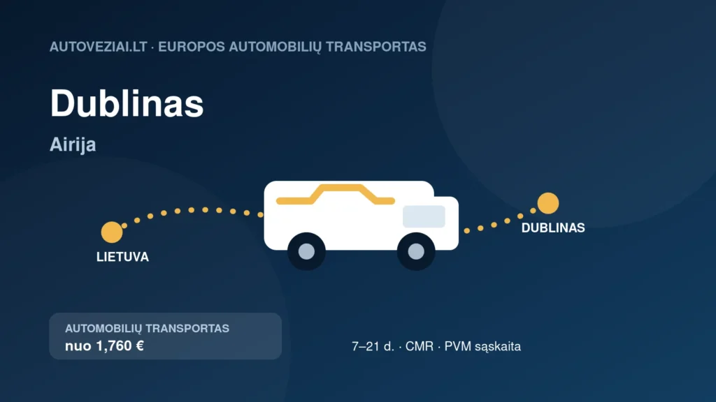 Automobilio pervežimas iš Lietuvos į Dublinas