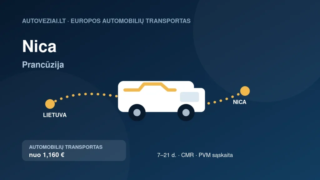 Automobilio pervežimas iš Lietuvos į Nica