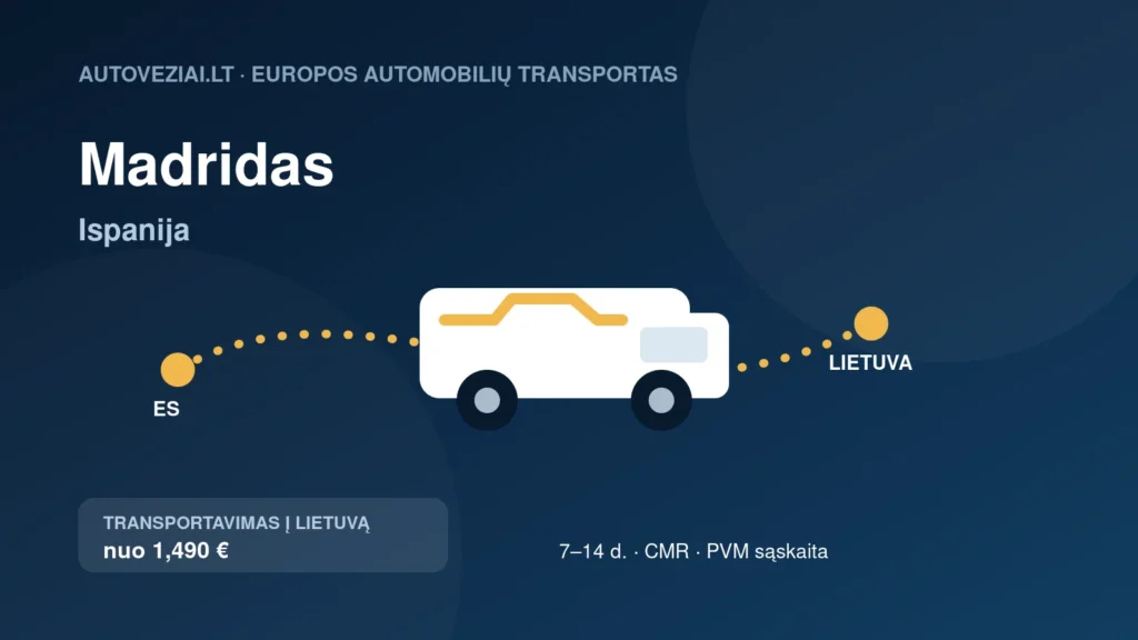 Automobilio pervežimas iš Madrido į Lietuvą