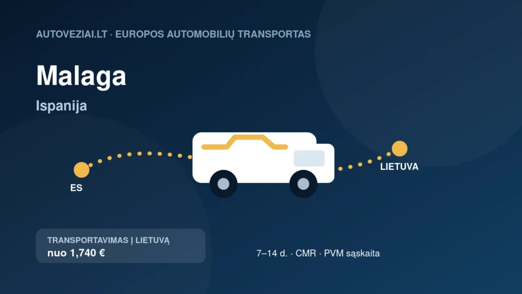 Automobilio pervežimas iš Malagos į Lietuvą
