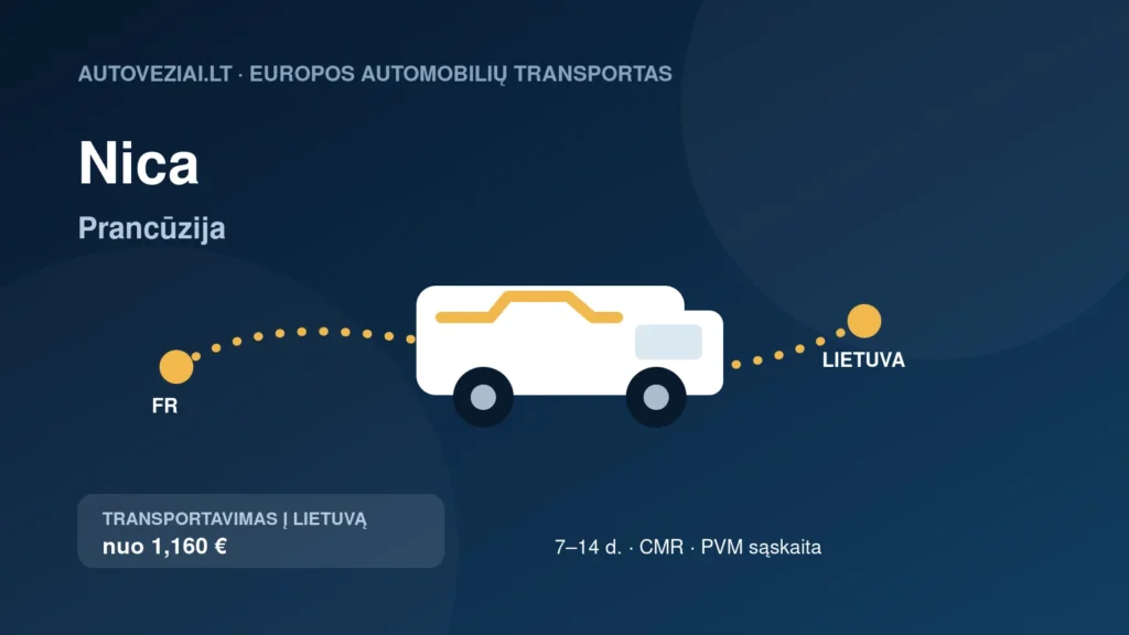 Automobilio pervežimas iš Nicos į Lietuvą