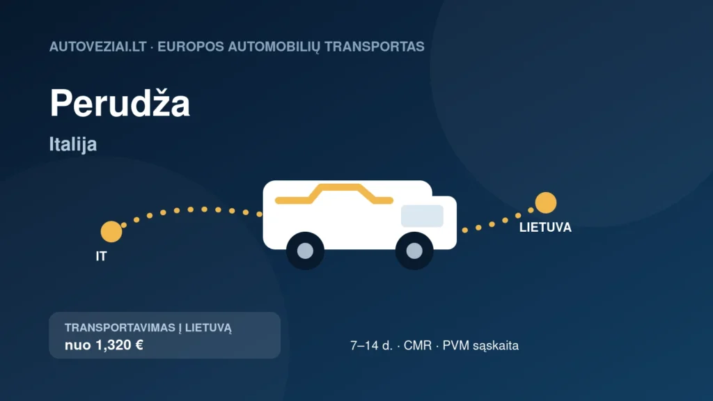 Automobilio pervežimas iš Perudžos į Lietuvą