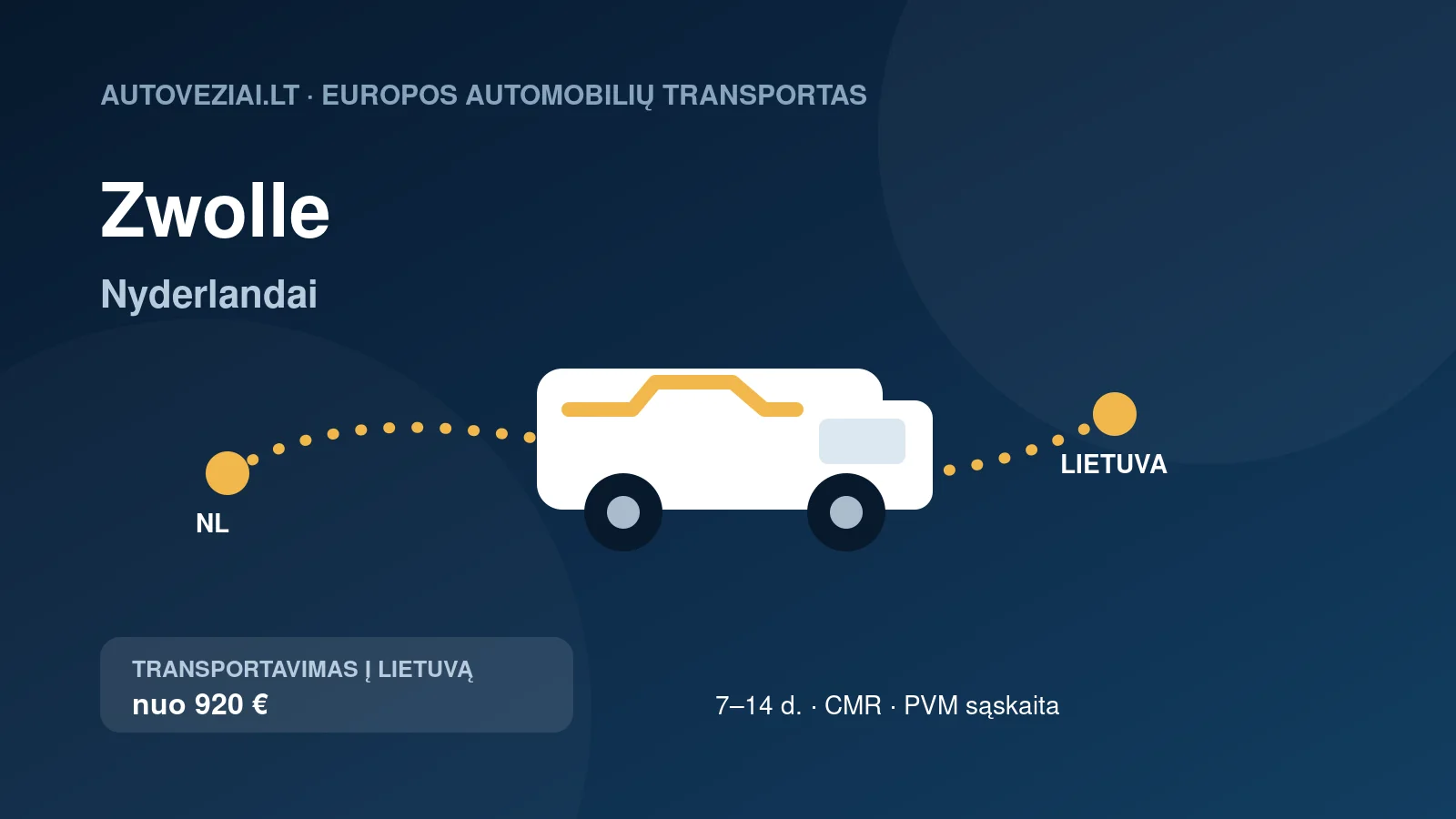 Automobilio pervežimas iš Zwolle į Lietuvą