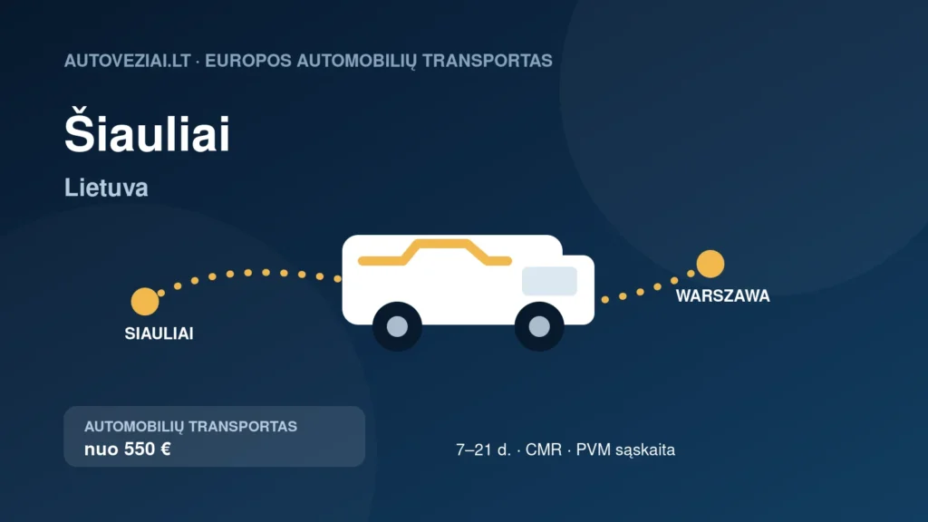 Automobilio pervežimas Šiauliai–Warszawa
